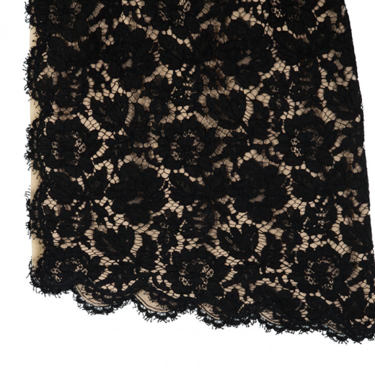 Pre Owned Stella McCartney Black One Shoulder Lace Dress S