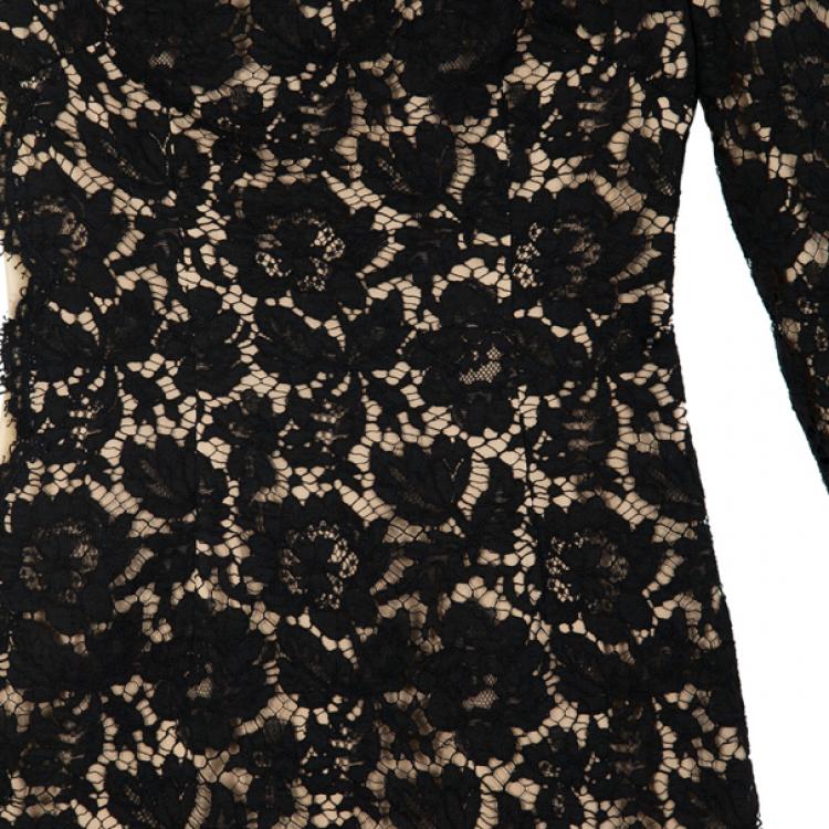 Pre Owned Stella McCartney Black One Shoulder Lace Dress S