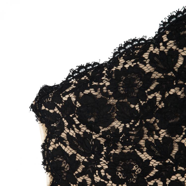 Pre Owned Stella McCartney Black One Shoulder Lace Dress S