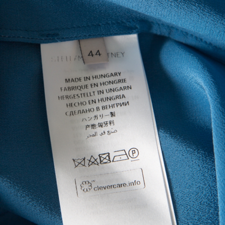 Pre Owned Stella McCartney Blue Silk Ruffle Trim Long Sleeve Meredith Blouse M