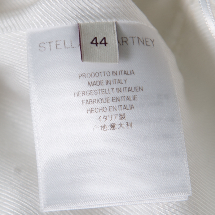 Pre Owned Stella McCartney White Cotton Pleated Mesh Hem Detail Midi Skirt M
