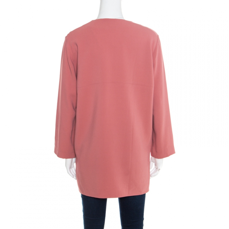 مملوكة مسبقًا Stella McCartney Pink Crepe Zip Detail Long Sleeve Arlesa Blouse M