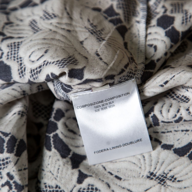 Pre Owned Stella McCartney Black Floral Lace Printed Silk Pyjama Blouse M
