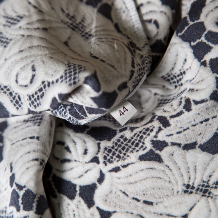 Pre Owned Stella McCartney Black Floral Lace Printed Silk Pyjama Blouse M