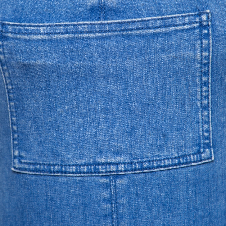Pre Owned Stella McCartney Indigo Light Washed Wide Leg Denim Overalls S