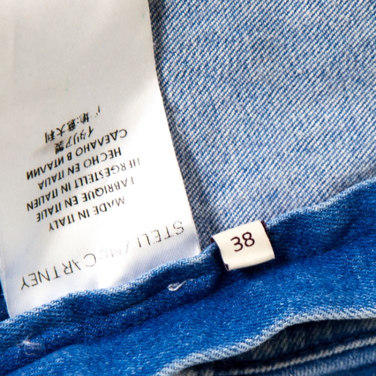 Pre Owned Stella McCartney Indigo Light Washed Wide Leg Denim Overalls S