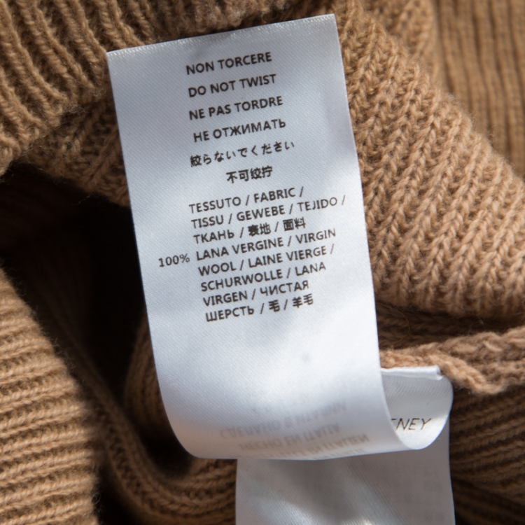 Pre Owned Stella McCartney Toffee Brown Ribbed Knit Wool Handkerchief Hem Sweater M
