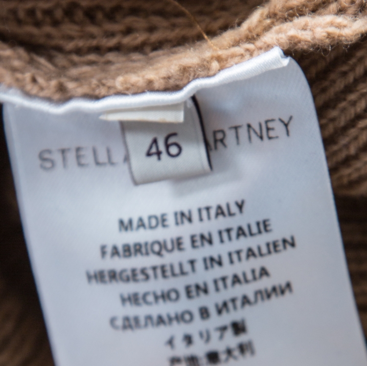 Pre Owned Stella McCartney Toffee Brown Ribbed Knit Wool Handkerchief Hem Sweater M