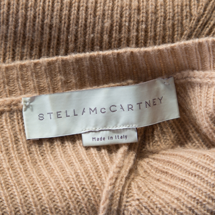 Pre Owned Stella McCartney Toffee Brown Ribbed Knit Wool Handkerchief Hem Sweater M