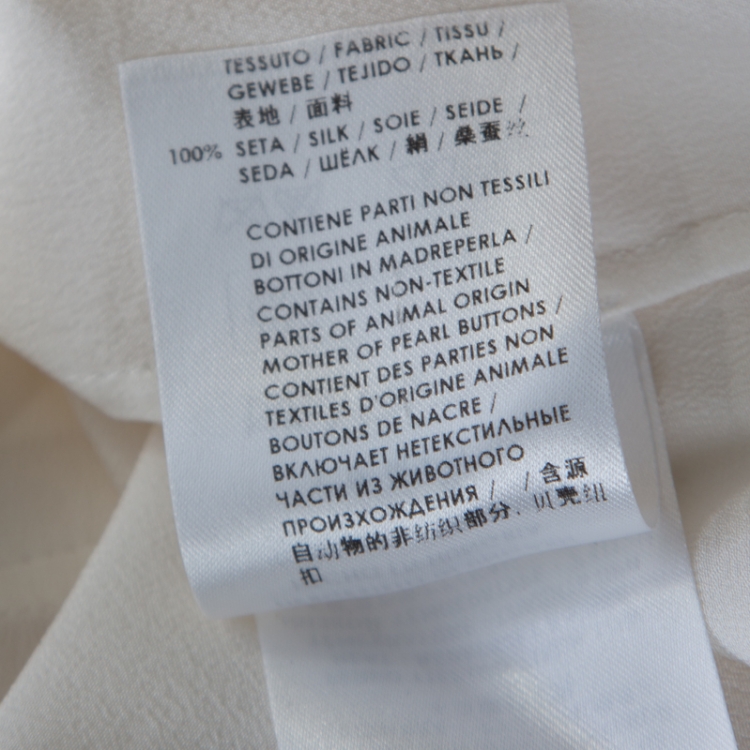 Pre Owned Stella McCartney Cream Silk Crepe Estelle Long Sleeve Blouse M