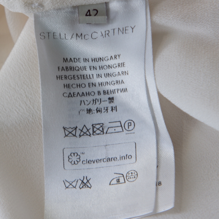 Pre Owned Stella McCartney Cream Silk Crepe Estelle Long Sleeve Blouse M