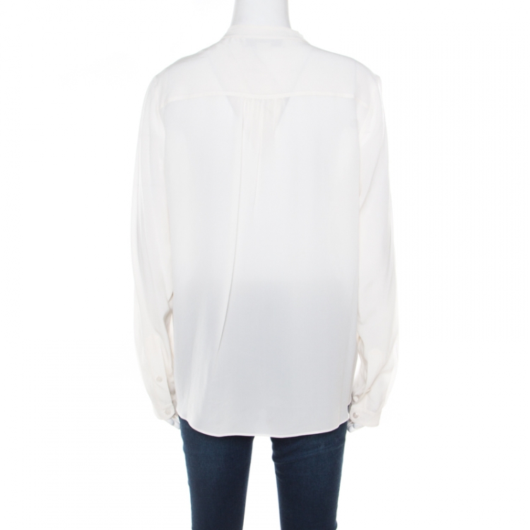 Pre Owned Stella McCartney Cream Silk Crepe Estelle Long Sleeve Blouse M