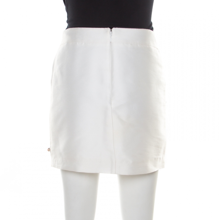 Pre Owned Stella McCartney White Embellished Applique Detail Rex Mini Skirt M