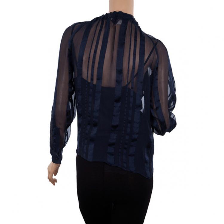 Pre Owned Stella McCartney Sheer Silk Drawstring Top S