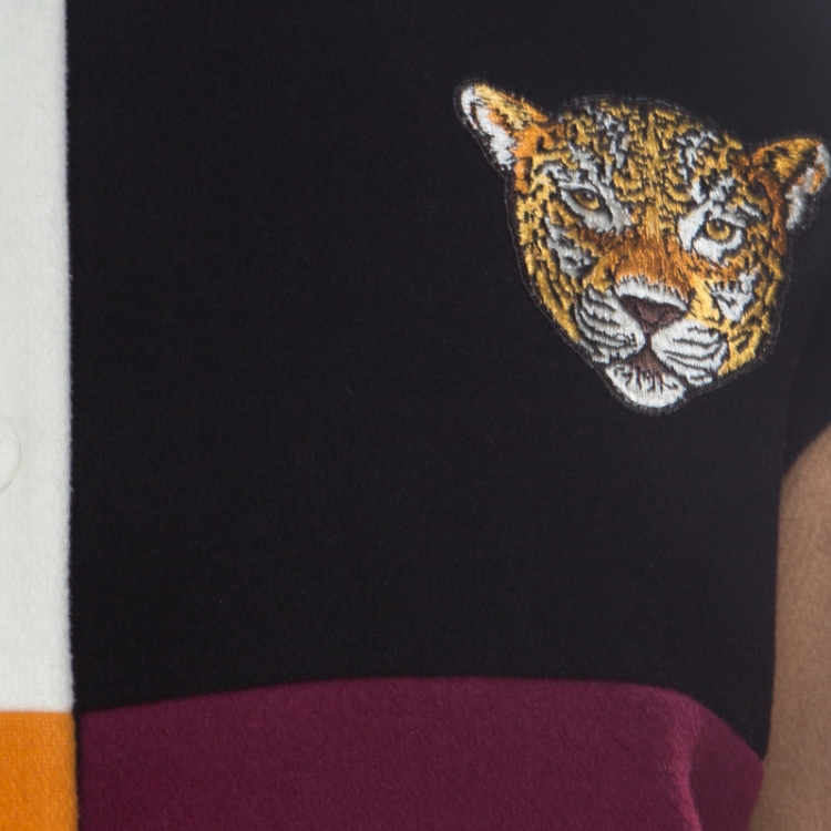 مملوكة مسبقًا Stella McCartney Colorblock Melton Wool Blend Applique Detail Sabine Varsity Jacket S
