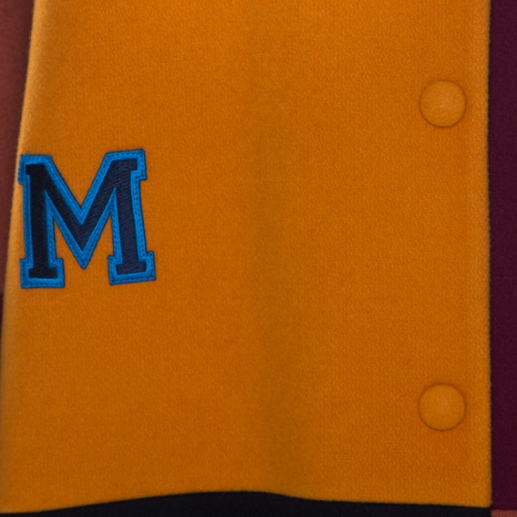 مملوكة مسبقًا Stella McCartney Colorblock Melton Wool Blend Applique Detail Sabine Varsity Jacket S