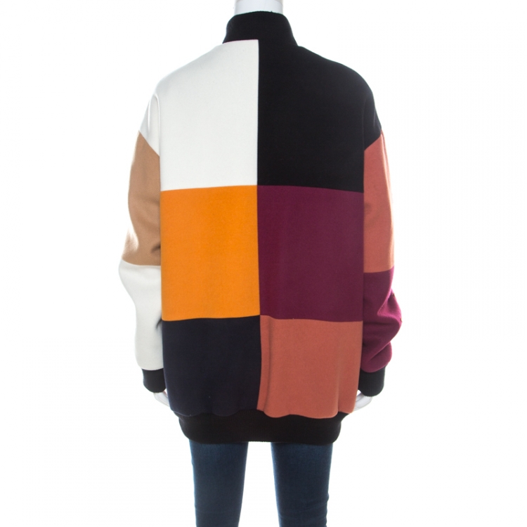 مملوكة مسبقًا Stella McCartney Colorblock Melton Wool Blend Applique Detail Sabine Varsity Jacket S