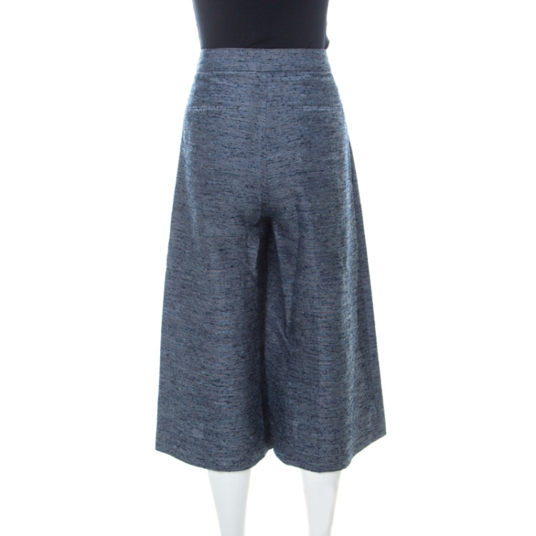 Pre Owned Stella McCartney Marled Blue Pleated Oliver Bouclé Culottes XS