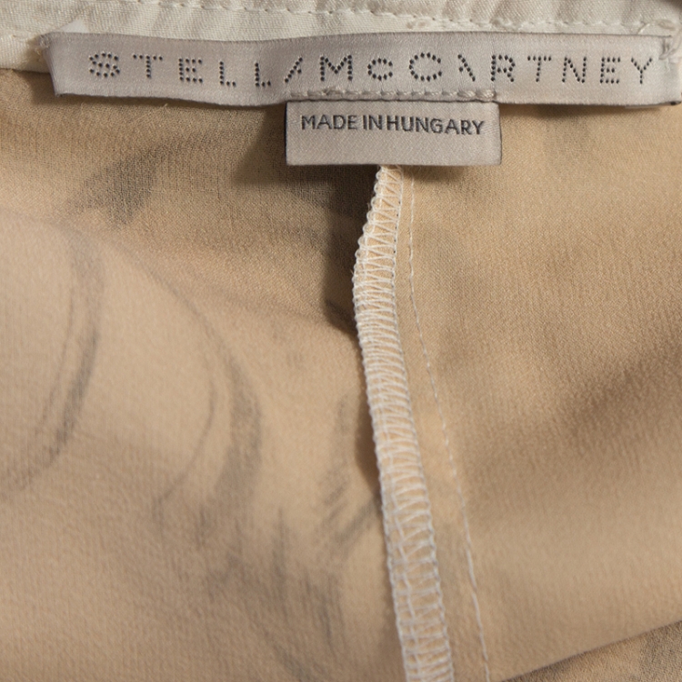 Pre Owned Stella McCartney White Striped Dog Print Silk Christine Pants S