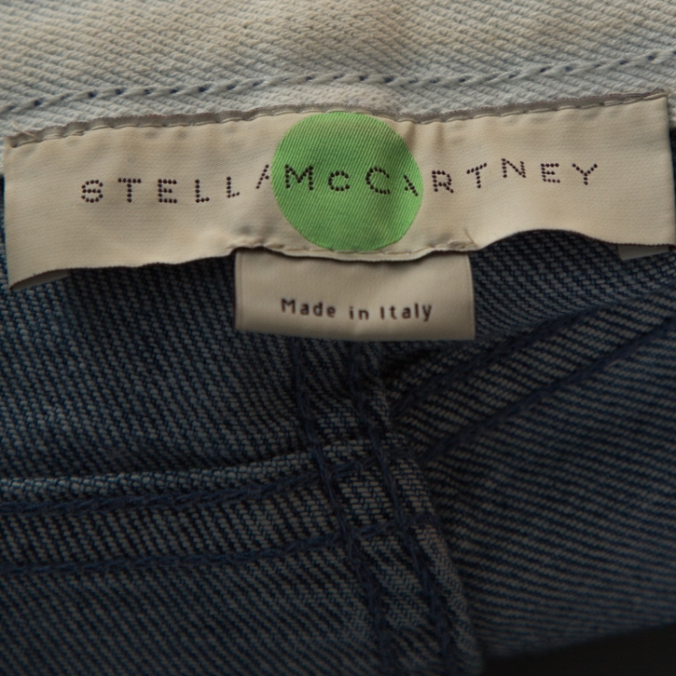 Pre Owned Stella McCartney Indigo Star Print Faded Denim Boyfriend Jeans M