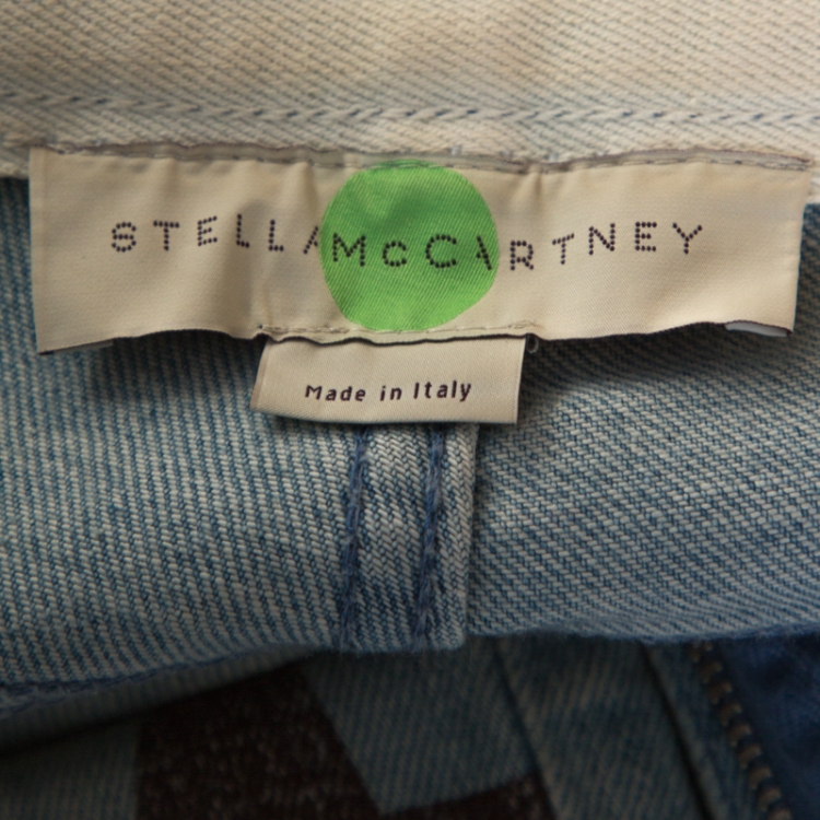 Pre Owned Stella McCartney Blue Star Print Faded Denim Boyfriend Jeans S