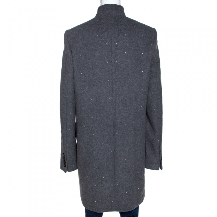 Pre Owned Stella McCartney Grey Wool Embellished Coat L