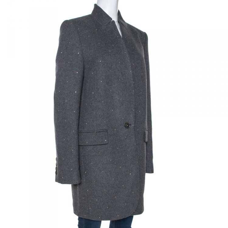 Pre Owned Stella McCartney Grey Wool Embellished Coat L
