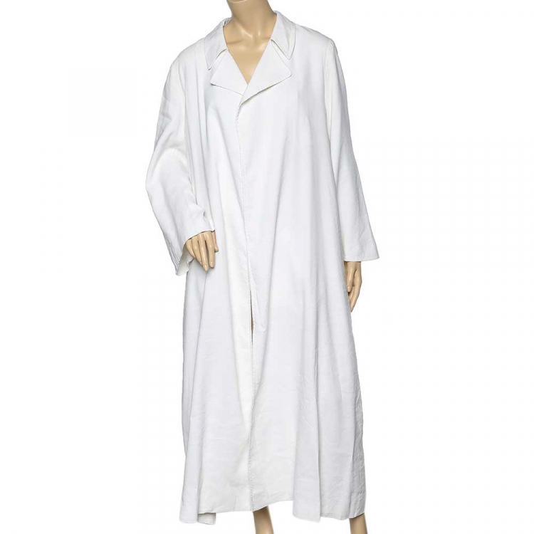 Pre Owned Stella McCartney Off White Linen Long Overcoat L