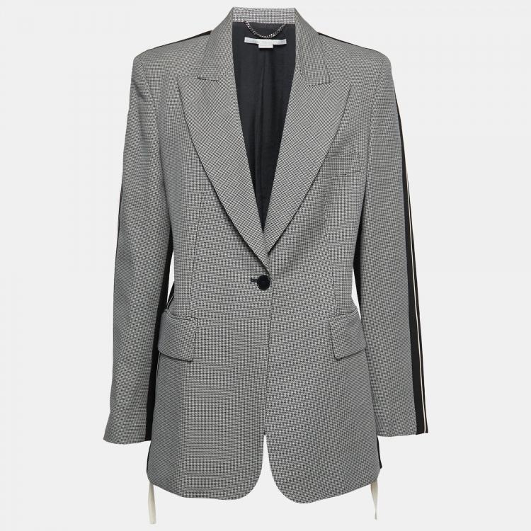 Pre Owned Stella McCartney Black Patterned Wool Contrast Back Blazer M