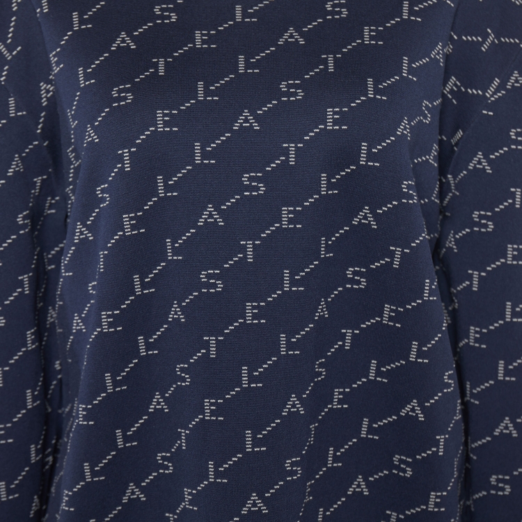 Pre Owned Stella McCartney Navy Blue Logo Intarsia Cotton Knit Crewneck Sweatshirt S