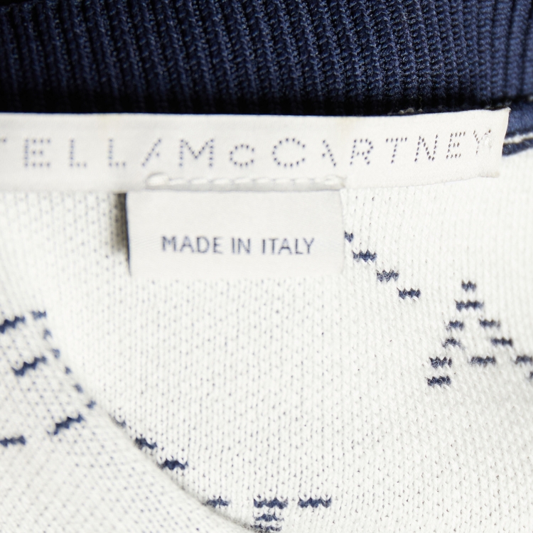 Pre Owned Stella McCartney Navy Blue Logo Intarsia Cotton Knit Crewneck Sweatshirt S