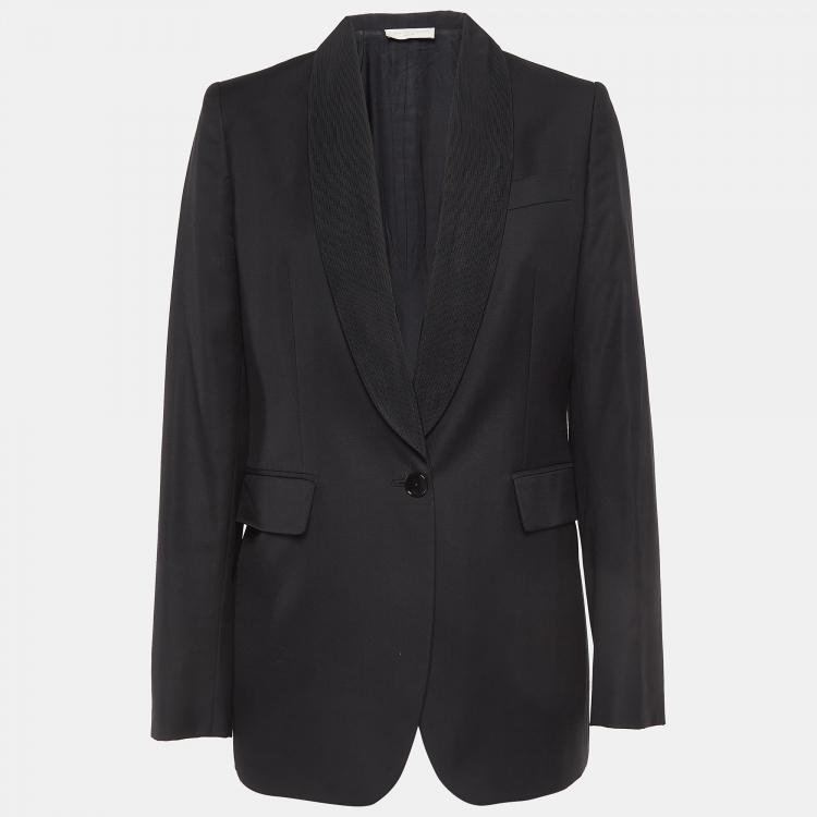 Pre Owned Stella McCartney Black Wool Shawl Collar Single Breasted Coat M
