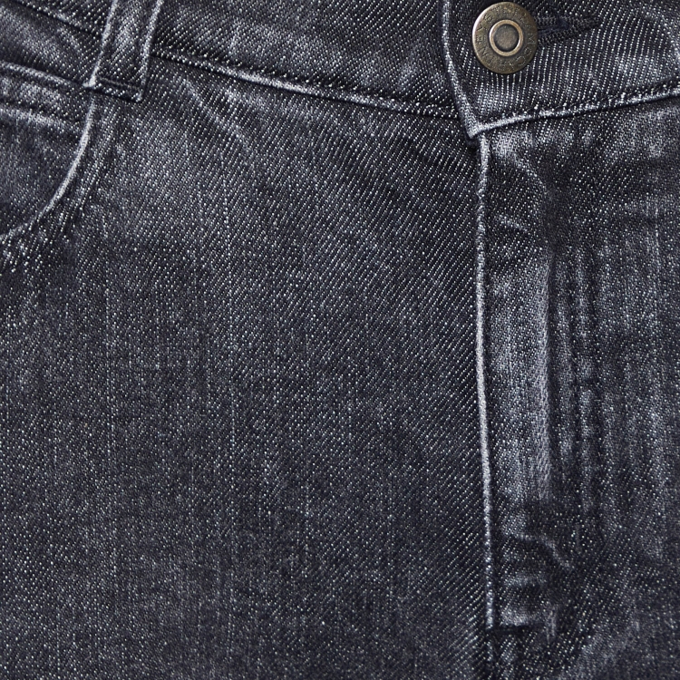 Pre Owned Stella McCartney Black Denim Logo Detail Slim Fit Jeans M/Waist 32"