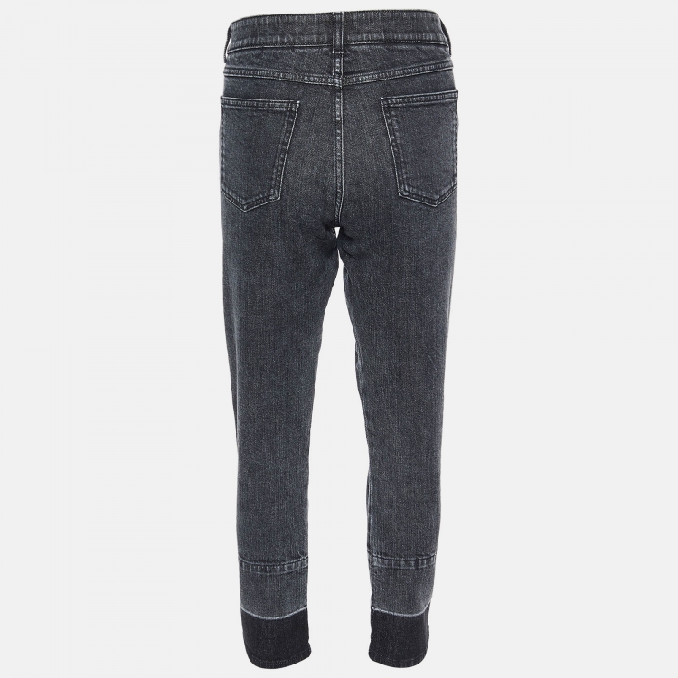 Pre Owned Stella McCartney Black Denim Logo Detail Slim Fit Jeans M/Waist 32"