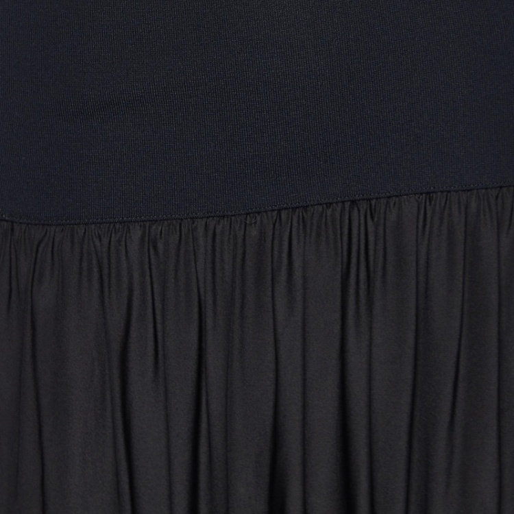 مملوكة مسبقًا Stella McCartney Black Stretch Knit and Satin Cut-Out Midi Dress S