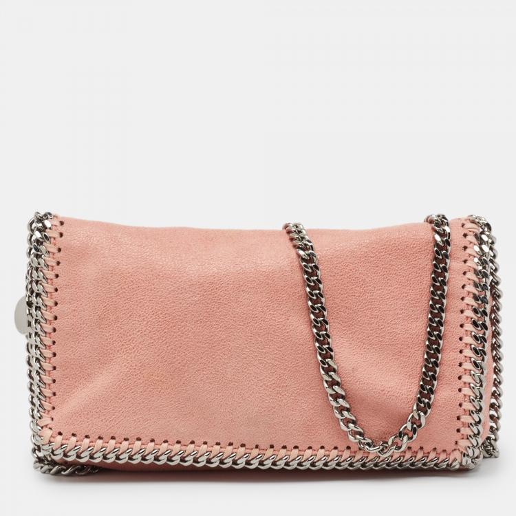 Pre Owned Stella McCartney Pink Faux Leather Falabella Chain Shoulder Bag