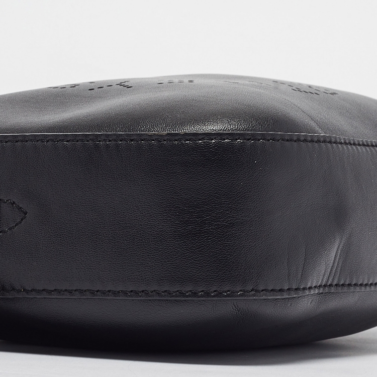 Pre Owned Stella McCartney Black Faux Leather Perforated Logo Mini Camera Bag
