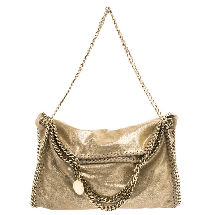 Pre Owned Stella McCartney Gold Faux Leather Small Falabella Tote