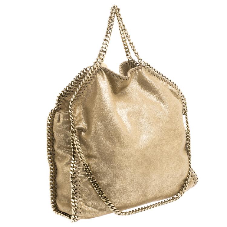 Pre Owned Stella McCartney Gold Faux Leather Small Falabella Tote