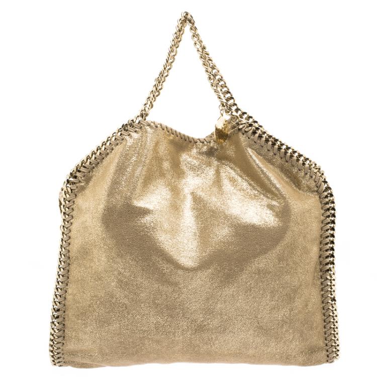 Pre Owned Stella McCartney Gold Faux Leather Small Falabella Tote