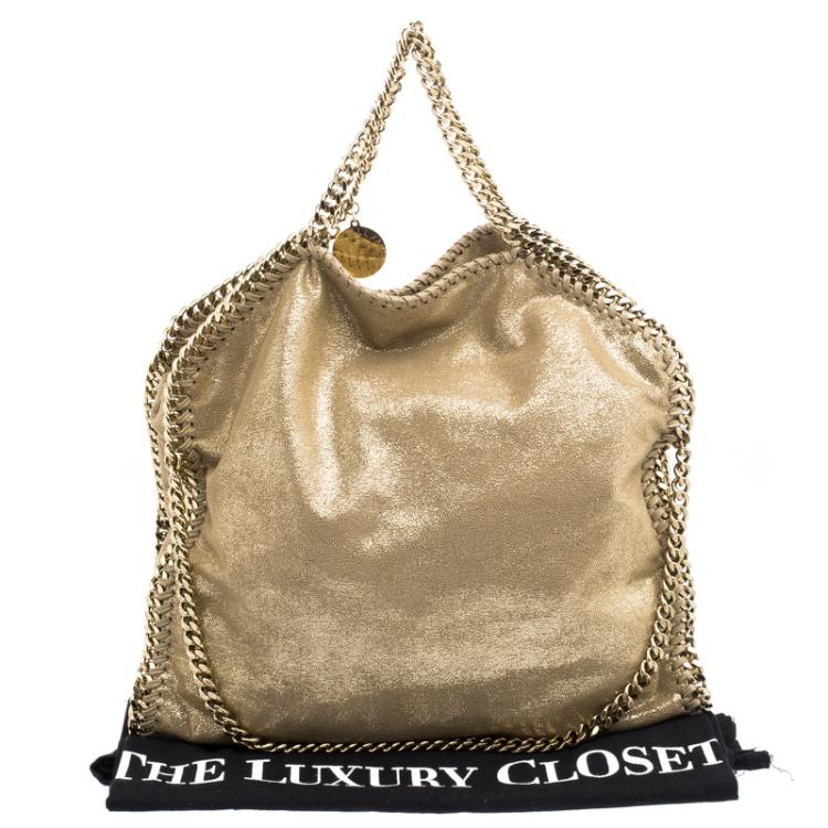 Pre Owned Stella McCartney Gold Faux Leather Small Falabella Tote