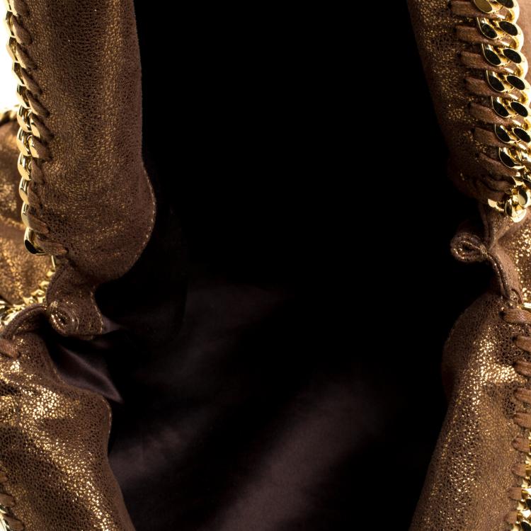 Pre Owned Stella McCartney Metallic Gold Faux Leather Small Falabella Tote