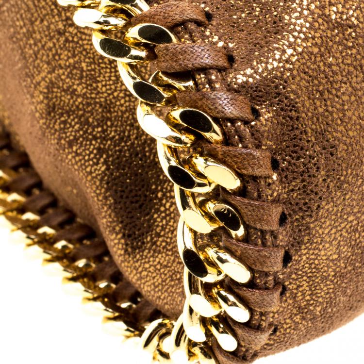 Pre Owned Stella McCartney Metallic Gold Faux Leather Small Falabella Tote