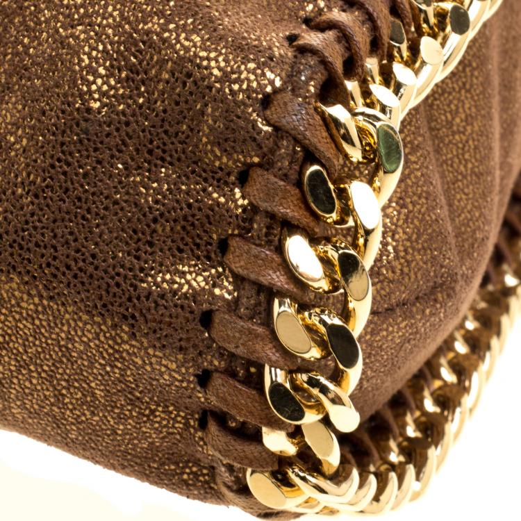 Pre Owned Stella McCartney Metallic Gold Faux Leather Small Falabella Tote
