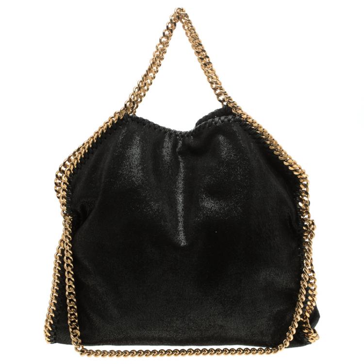 Pre Owned Stella McCartney Black Shaggy Deer Faux Leather Small Falabella Tote