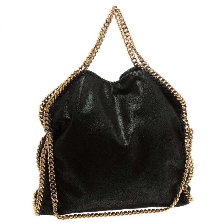Pre Owned Stella McCartney Black Shaggy Deer Faux Leather Small Falabella Tote