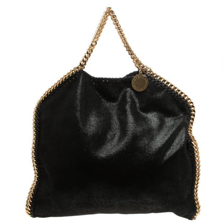 Pre Owned Stella McCartney Black Shaggy Deer Faux Leather Small Falabella Tote