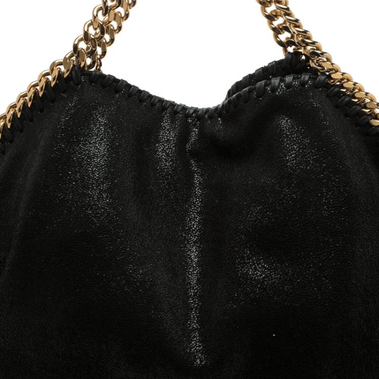 Pre Owned Stella McCartney Black Shaggy Deer Faux Leather Small Falabella Tote