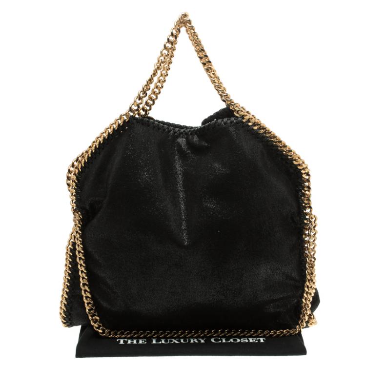 Pre Owned Stella McCartney Black Shaggy Deer Faux Leather Small Falabella Tote