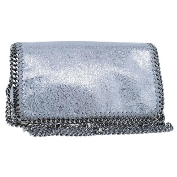 Pre Owned Stella McCartney Silver Faux Leather Falabella Clutch